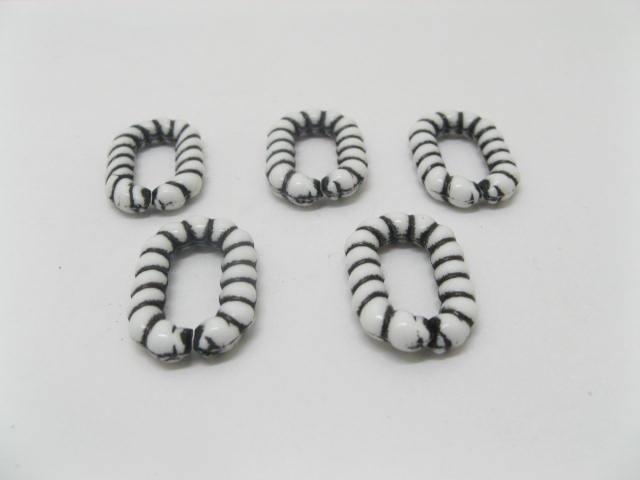 310 White Plastic Loop Beads Jewelry finding - Click Image to Close